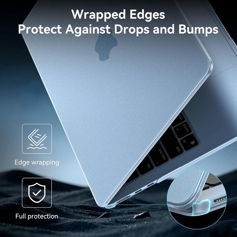 BlueSwan غطاء لجهاز MacBook Air مقاس 13 بوصة، M4 M3 M2 2026-2022 A3240 A3113 A2681، مطابق 100% للون الرسمي، مقاوم للخدوش، سهل التركيب، غطاء حماية صلب لجهاز الكمبيوتر المحمول Air 13.6، لون أزرق سماوي شفاف - Image 5